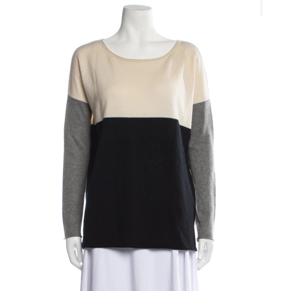 Vince Colorblock Cotton Scoop neck Sweater Medium